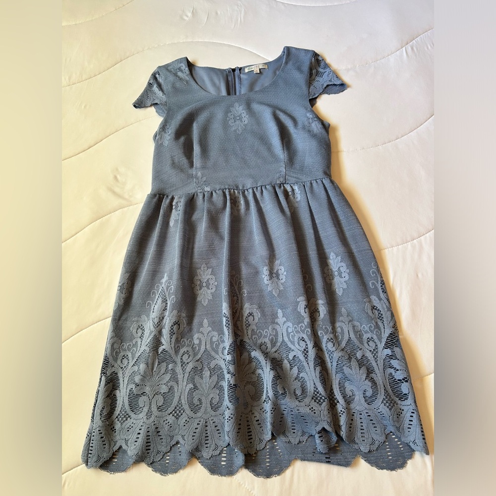 love, Fire Blue Lace Midi Dress